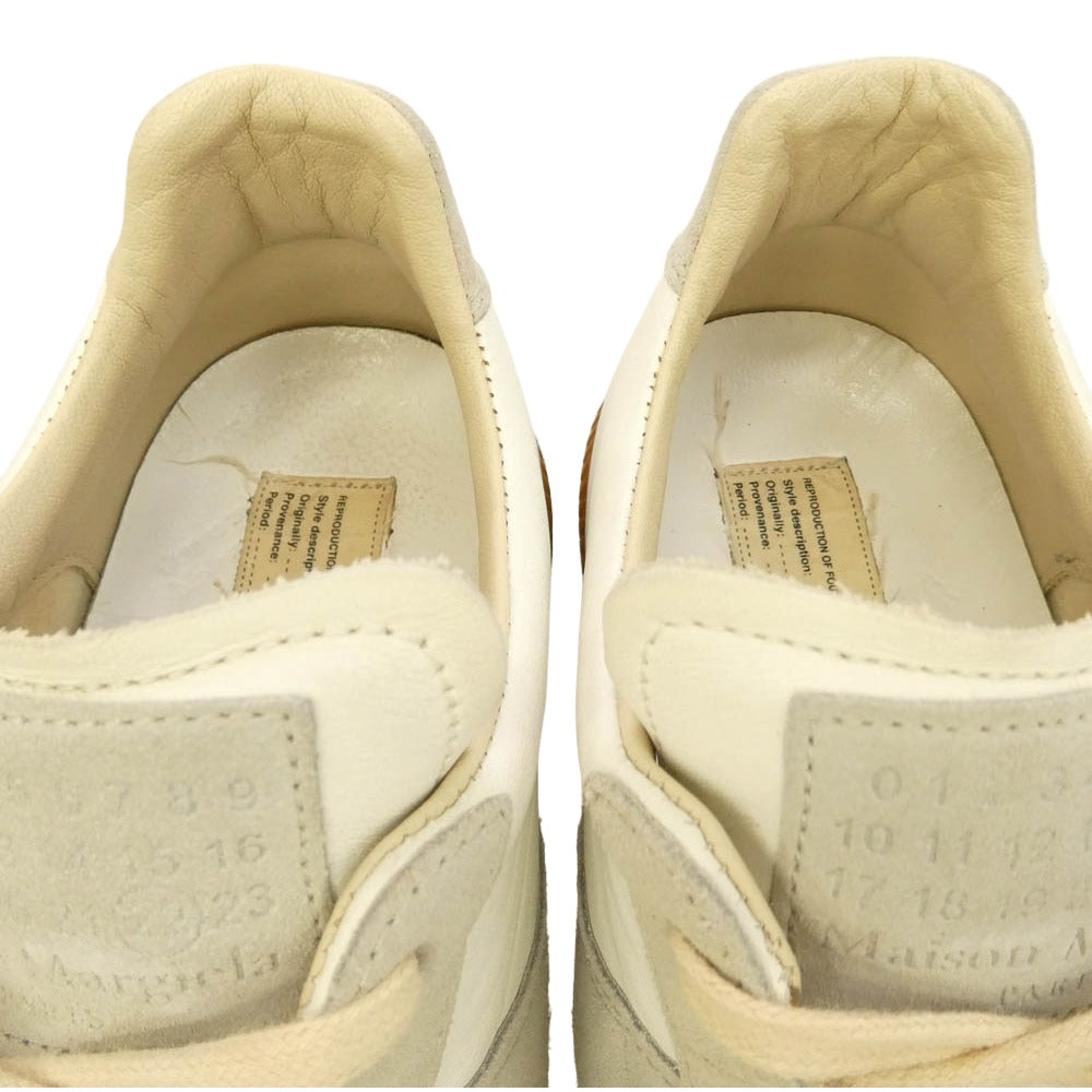 MAISON MARGIELA メゾンマルジェラ S57WS0134 REPLICA レプリカ ジャーマン トレーナー スエード レザー ローカット スニーカー ホワイト系 ライトグリーン系 40【中古】