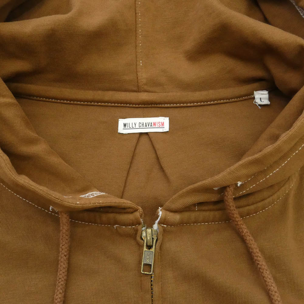 ウィリーチャバリア WISM HEAVY BUFFALO ZIP HOODIE ヘビー バッファロー ダブルフェイス ジップアップ フーディー パーカー ブラウン系 L【中古】