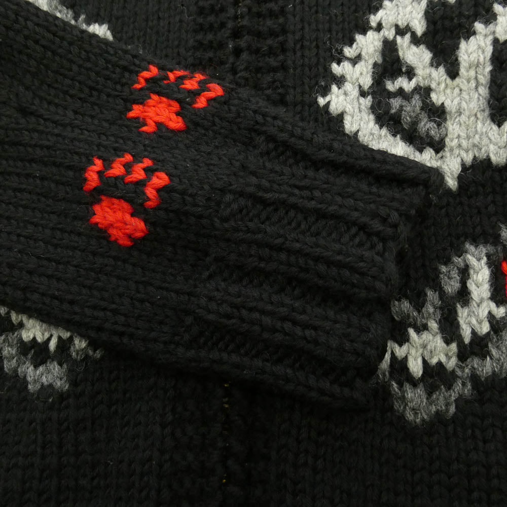 TENDERLOIN テンダーロイン T-COWICHAN WOLF カウチン ウルフ ニット ジップアップ ジャケット ブラック系 M【中古】