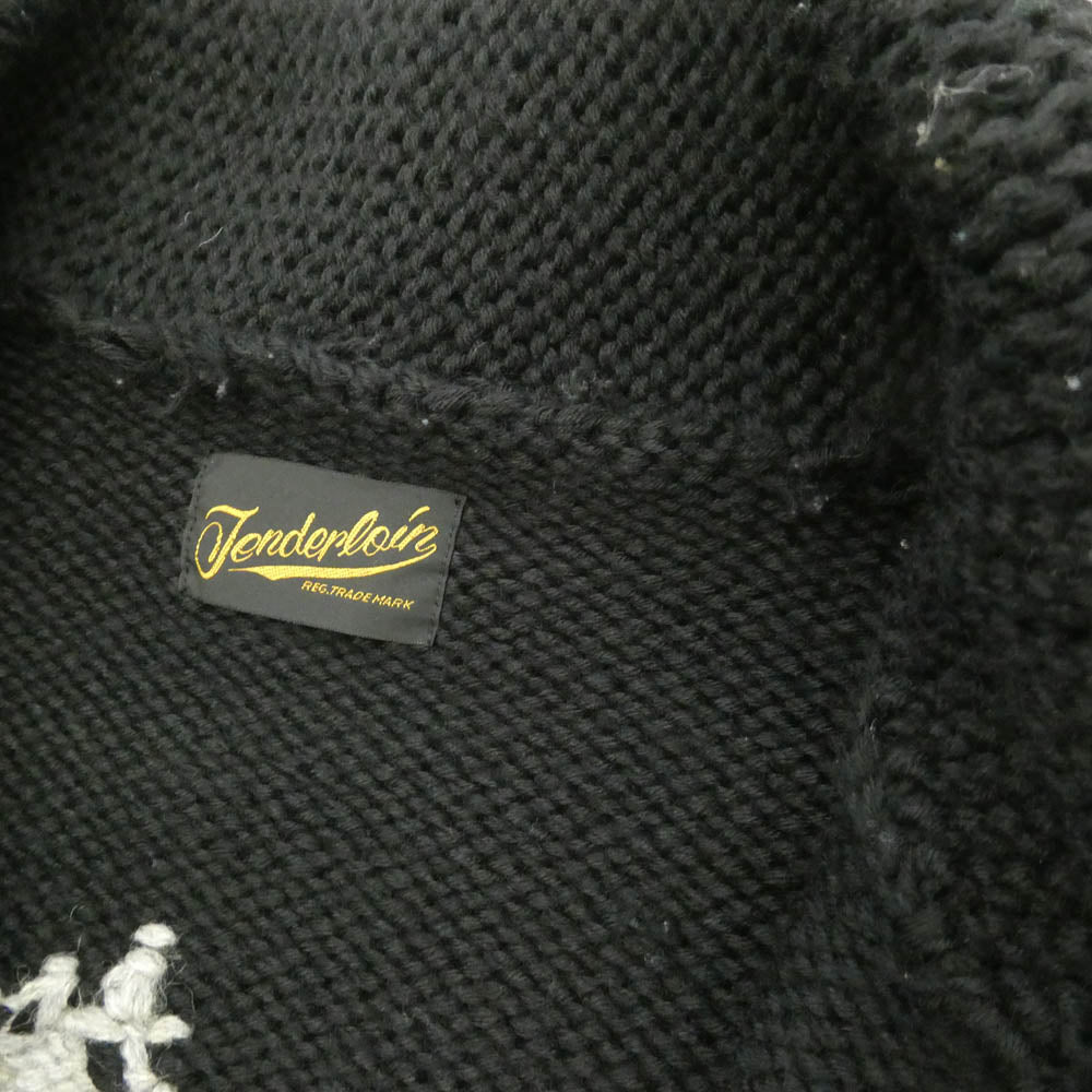 TENDERLOIN テンダーロイン T-COWICHAN WOLF カウチン ウルフ ニット ジップアップ ジャケット ブラック系 M【中古】