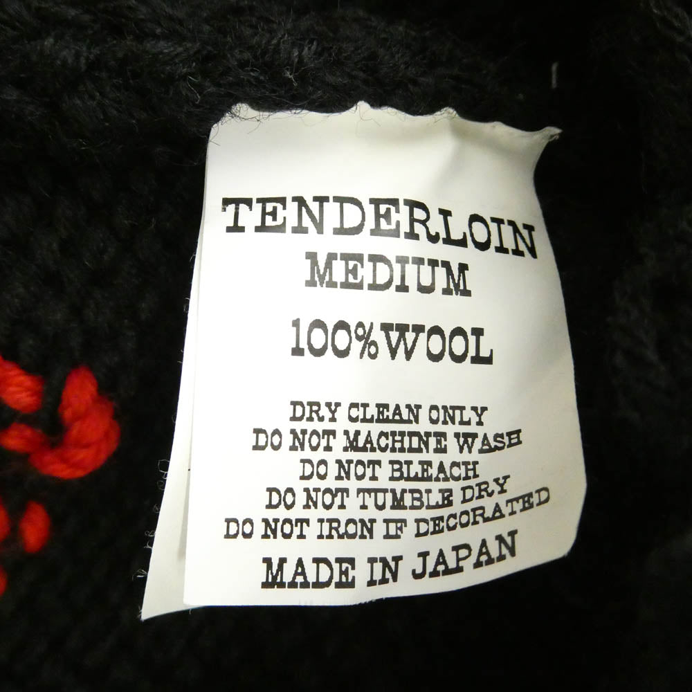 TENDERLOIN テンダーロイン T-COWICHAN WOLF カウチン ウルフ ニット ジップアップ ジャケット ブラック系 M【中古】