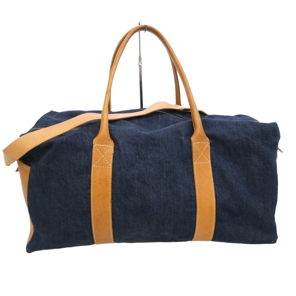 Nudie Jeans ヌーディージーンズ ISAKSSON BAG レザー切替 デニム ボストンバッグ インディゴブルー系 ブラウン系【中古】