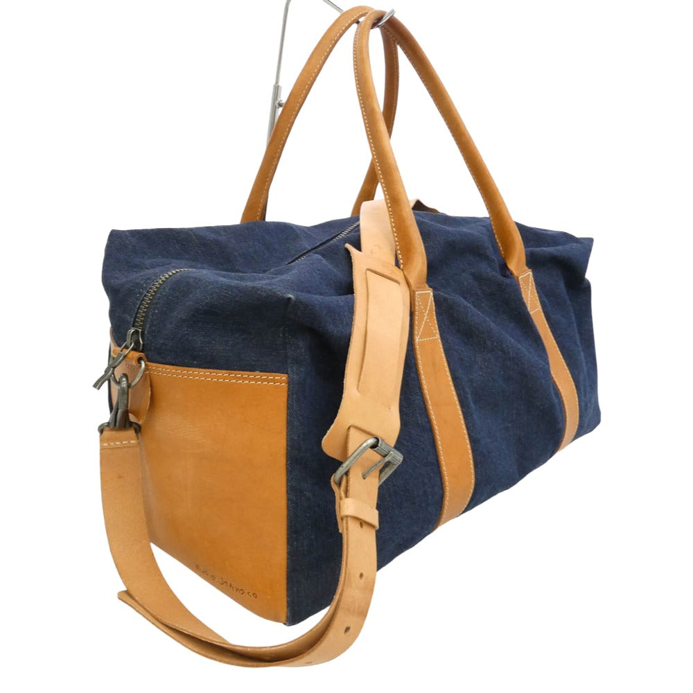 Nudie Jeans ヌーディージーンズ ISAKSSON BAG レザー切替 デニム ボストンバッグ インディゴブルー系 ブラウン系【中古】