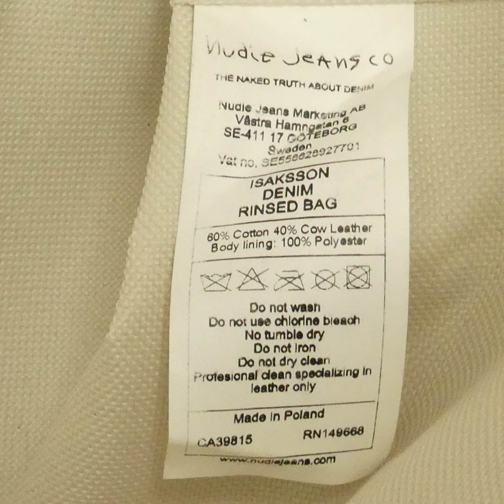 Nudie Jeans ヌーディージーンズ ISAKSSON BAG レザー切替 デニム ボストンバッグ インディゴブルー系 ブラウン系【中古】