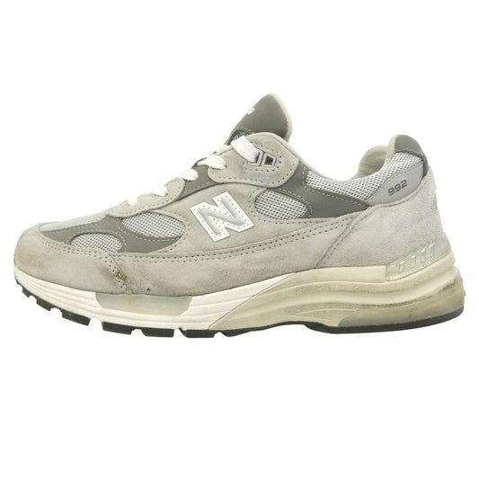 NEW BALANCE ニューバランス U992GY 【フェイクバスターズ鑑定済】USA製 992 Gray スエード メッシュ ローカット スニーカー グレー系 チャコール系 26.5cm【中古】