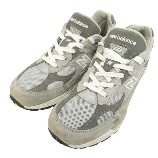 NEW BALANCE ニューバランス U992GY 【フェイクバスターズ鑑定済】USA製 992 Gray スエード メッシュ ローカット スニーカー グレー系 チャコール系 26.5cm【中古】