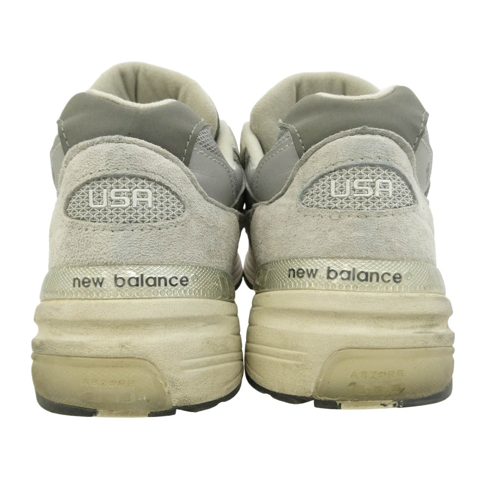 NEW BALANCE ニューバランス U992GY 【フェイクバスターズ鑑定済】USA製 992 Gray スエード メッシュ ローカット スニーカー グレー系 チャコール系 26.5cm【中古】