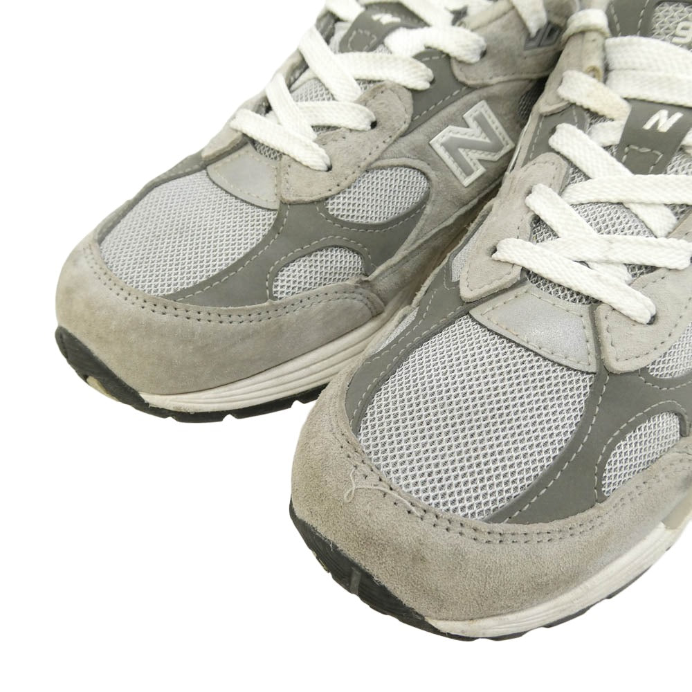 NEW BALANCE ニューバランス U992GY 【フェイクバスターズ鑑定済】USA製 992 Gray スエード メッシュ ローカット スニーカー グレー系 チャコール系 26.5cm【中古】