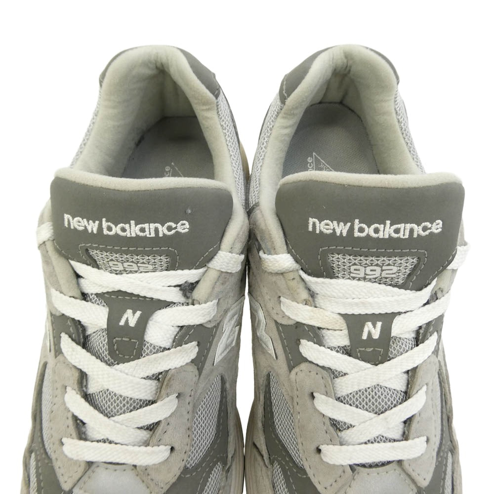 NEW BALANCE ニューバランス U992GY 【フェイクバスターズ鑑定済】USA製 992 Gray スエード メッシュ ローカット スニーカー グレー系 チャコール系 26.5cm【中古】