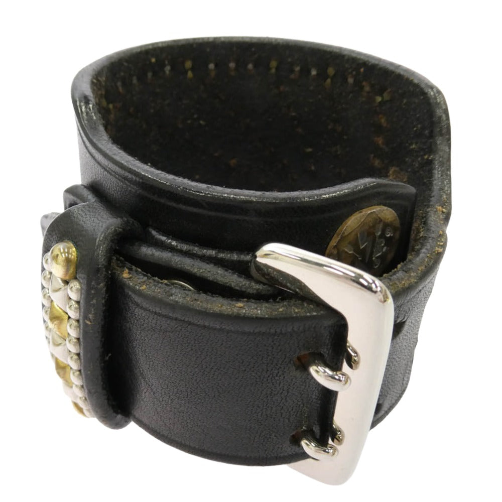 STOPLIGHT ストップライト Sunrise Studs Boots Leather Bracelet サンダーメタル付き サンライズスタッズ ブーツレザー ブレスレット 黒×黄×銀 マルチカラー系【中古】