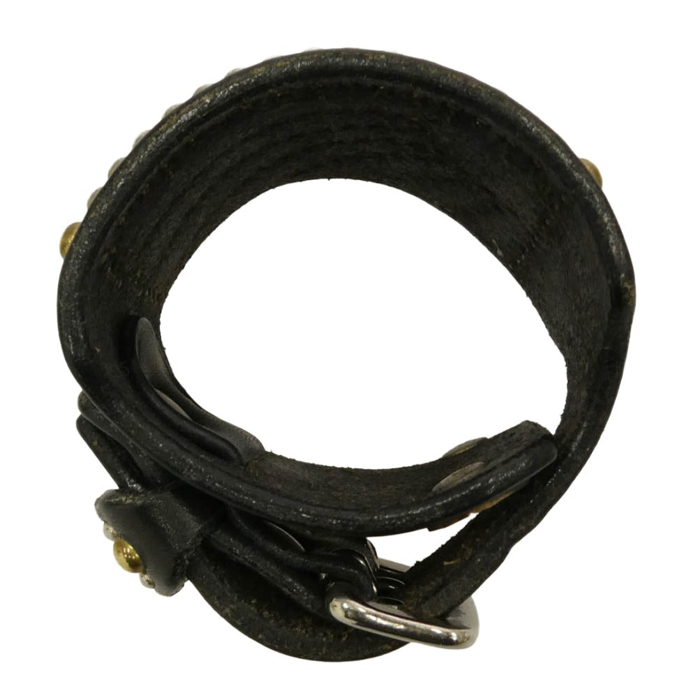 STOPLIGHT ストップライト Sunrise Studs Boots Leather Bracelet サンダーメタル付き サンライズスタッズ ブーツレザー ブレスレット 黒×金 ブラック系 ゴールド系【中古】