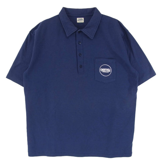 TENDERLOIN テンダーロイン 18SS T-WORK POLO サークルロゴプリント ワーク 半袖 ポロシャツ ネイビー系 XL【中古】