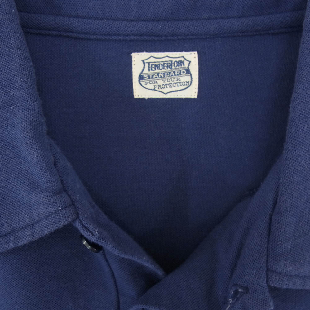 TENDERLOIN テンダーロイン 18SS T-WORK POLO サークルロゴプリント ワーク 半袖 ポロシャツ ネイビー系 XL【中古】