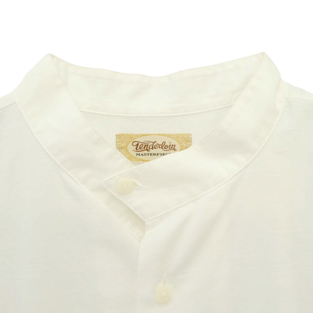 TENDERLOIN テンダーロイン T-STAND SHT CHAMBRAY バック刺繍 スタンドカラー シャンブレー 長袖 シャツ ホワイト系 L【中古】