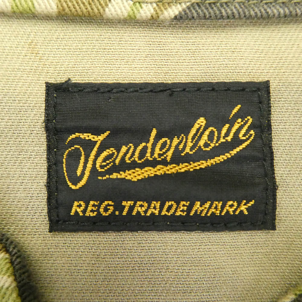 TENDERLOIN テンダーロイン 14SS T-BAMBOO JKT 刺繍 タイガーカモ柄 バンブー ジップ ジャケット グリーン系 L【中古】