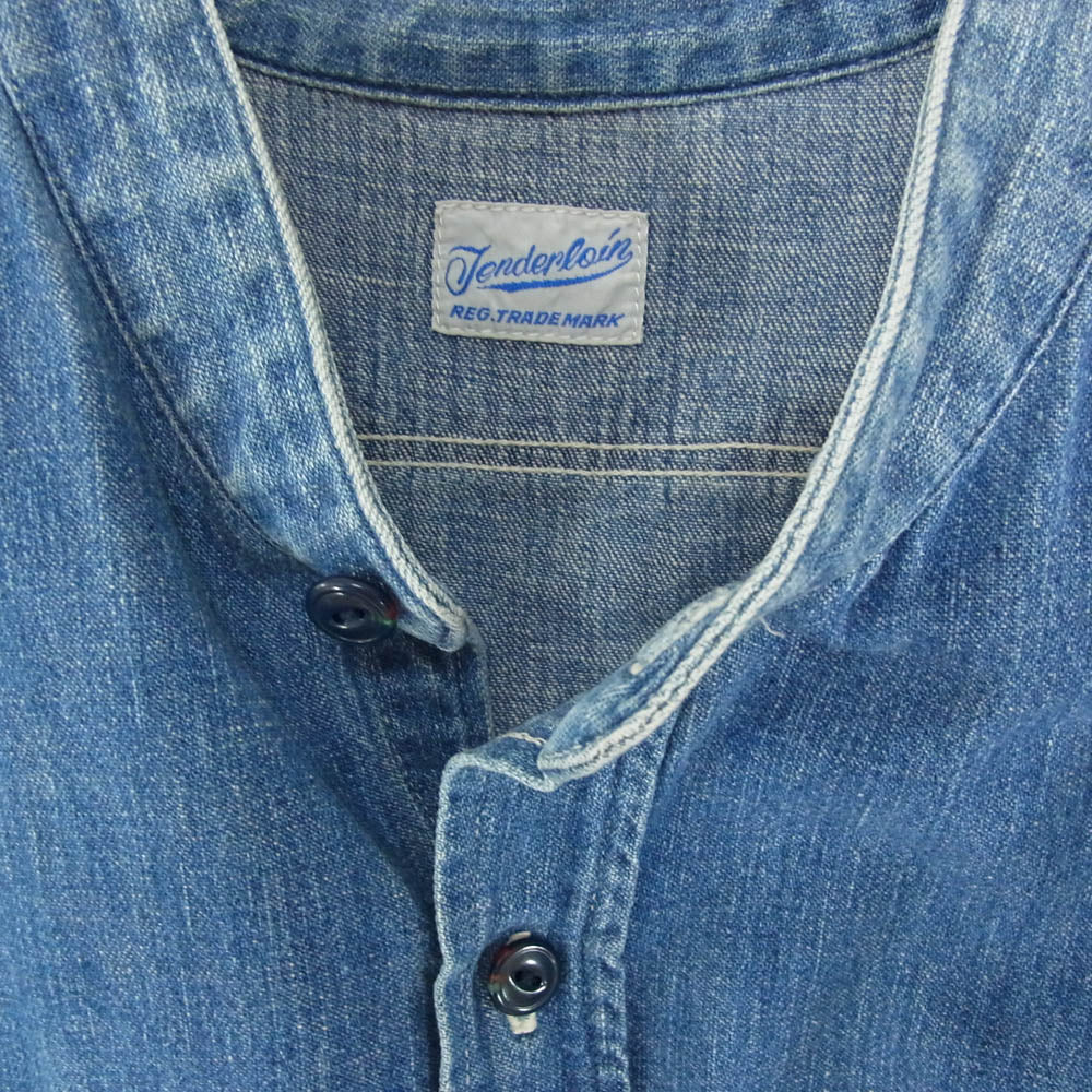 TENDERLOIN テンダーロイン 15AW T-DENIM STAND SHT スタンドカラー デニム 長袖 シャツ インディゴブルー系 L【中古】