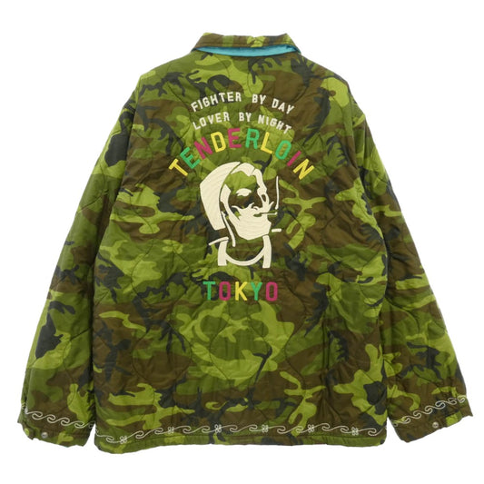 TENDERLOIN テンダーロイン 16AW T-NYLON SOUVENIR JKT バック刺繍 カモ柄 中綿 スーベニア ジャケット マルチカラー系 L【中古】