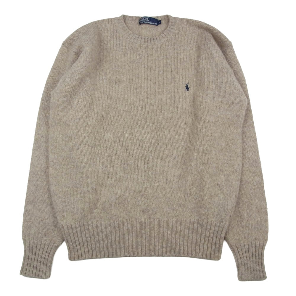 POLO RALPH LAUREN ポロ・ラルフローレン シェットランドウール ポニー刺繍 プルオーバー ニット セーター ベージュ系 L【中古】