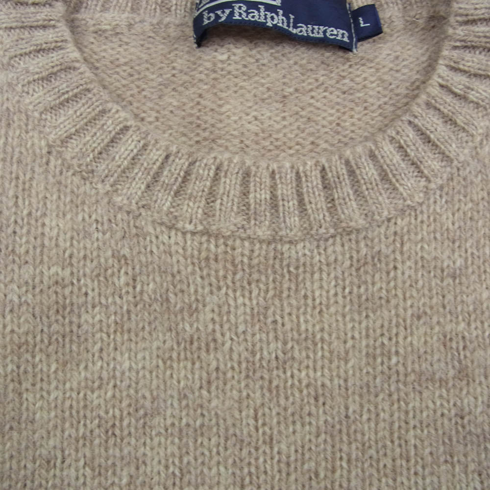 POLO RALPH LAUREN ポロ・ラルフローレン シェットランドウール ポニー刺繍 プルオーバー ニット セーター ベージュ系 L【中古】