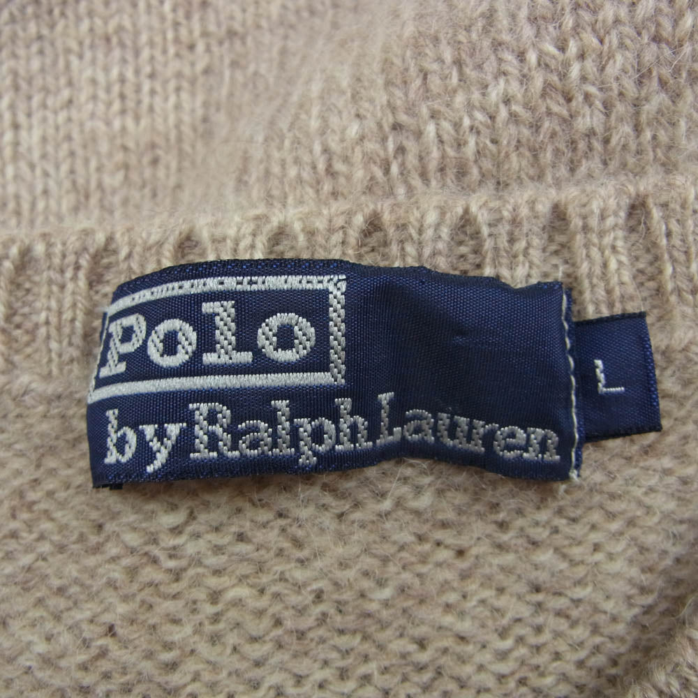 POLO RALPH LAUREN ポロ・ラルフローレン シェットランドウール ポニー刺繍 プルオーバー ニット セーター ベージュ系 L【中古】