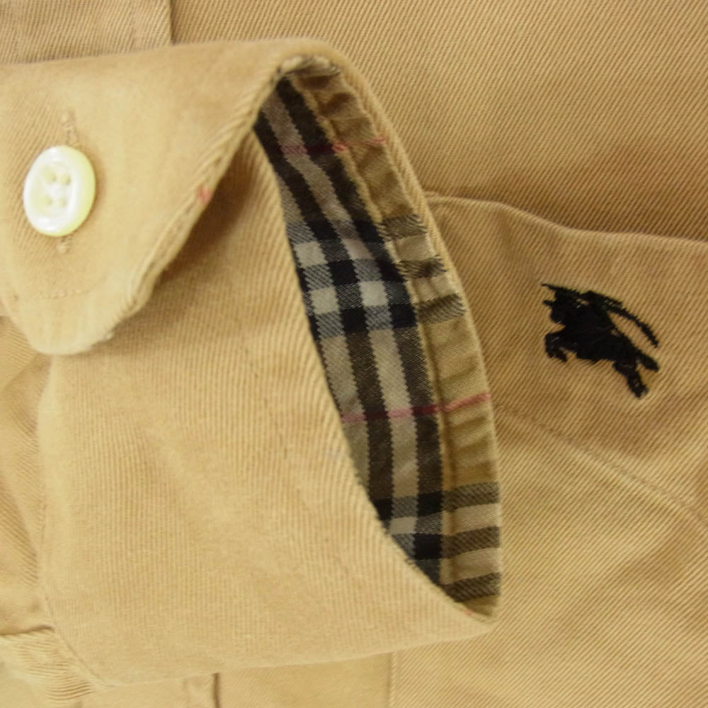 BURBERRY バーバリー 英国製 カフス裏ノバチェック ロングスリーブ ワンポイント 長袖 シャツ ブラウン系 L【中古】