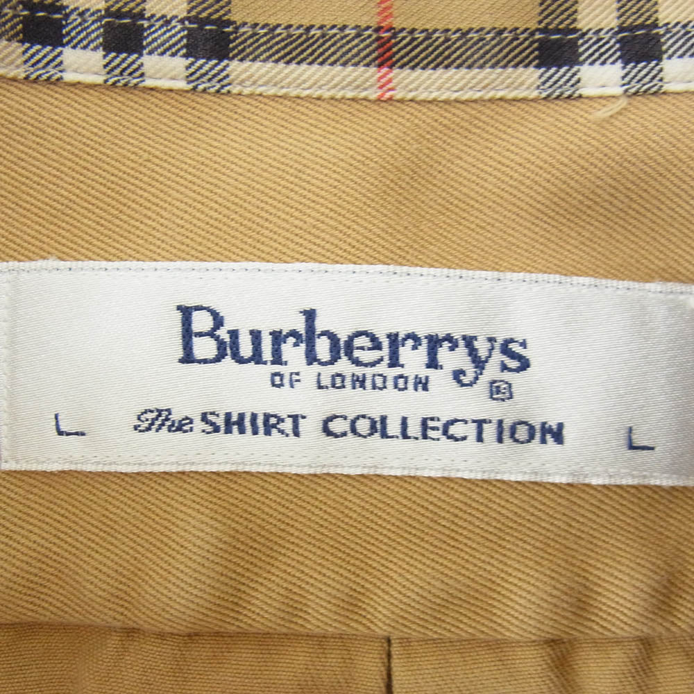 BURBERRY バーバリー 英国製 カフス裏ノバチェック ロングスリーブ ワンポイント 長袖 シャツ ブラウン系 L【中古】