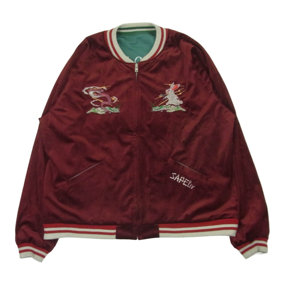 SAPEUR サプール 25SS A0025-069 ベロア リバーシブル スカジャン ブルゾン レッド系 グリーン系 XL【中古】