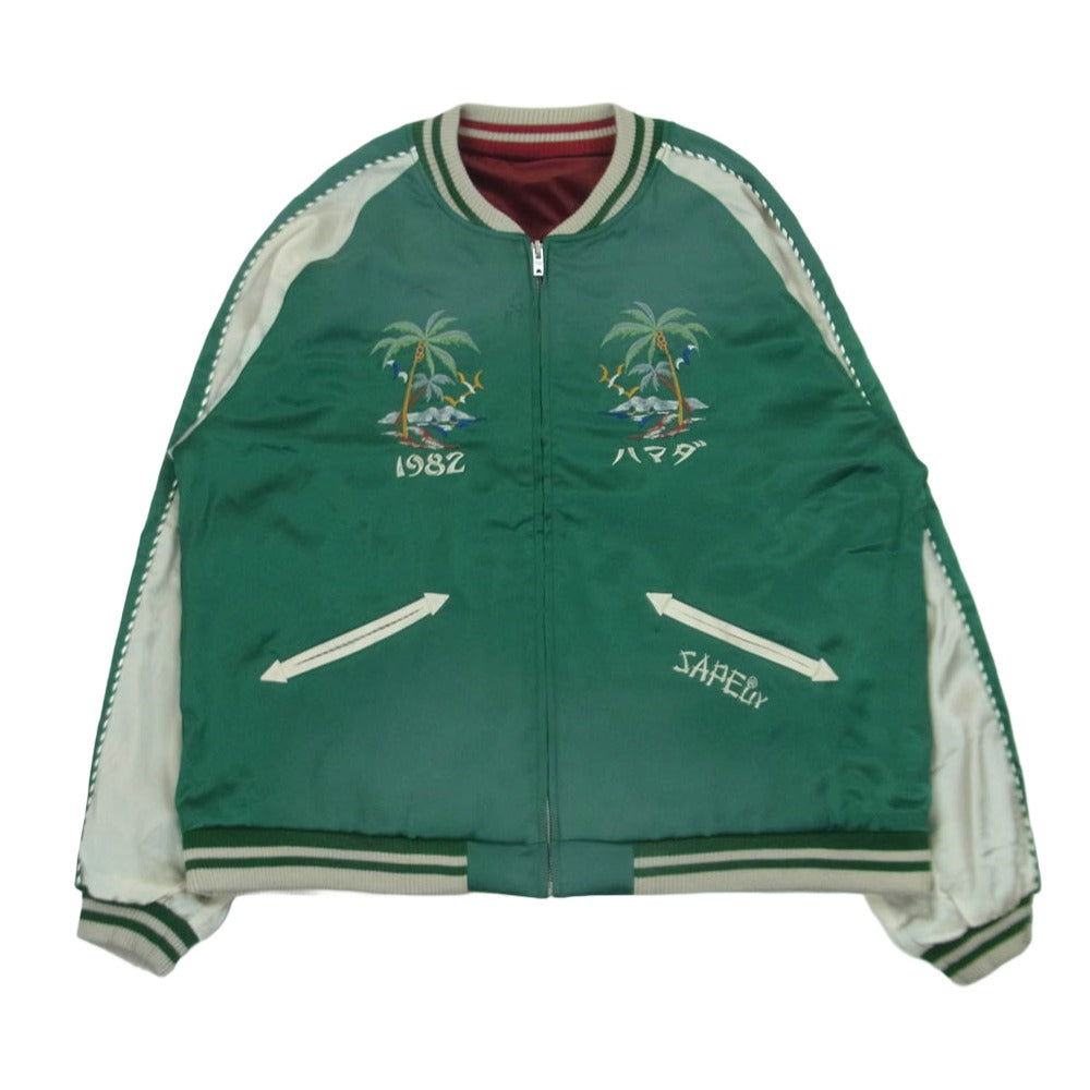 SAPEUR サプール 25SS A0025-069 ベロア リバーシブル スカジャン ブルゾン レッド系 グリーン系 XL【中古】