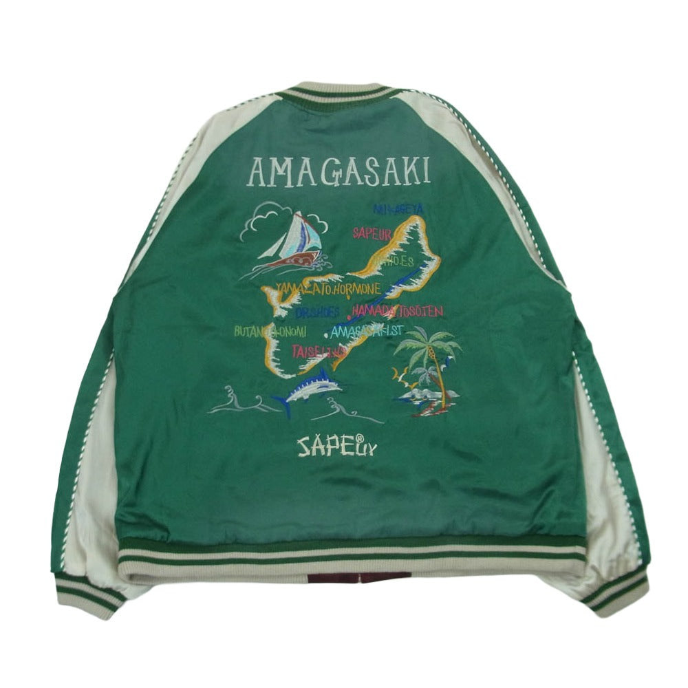 SAPEUR サプール 25SS A0025-069 ベロア リバーシブル スカジャン ブルゾン レッド系 グリーン系 XL【中古】