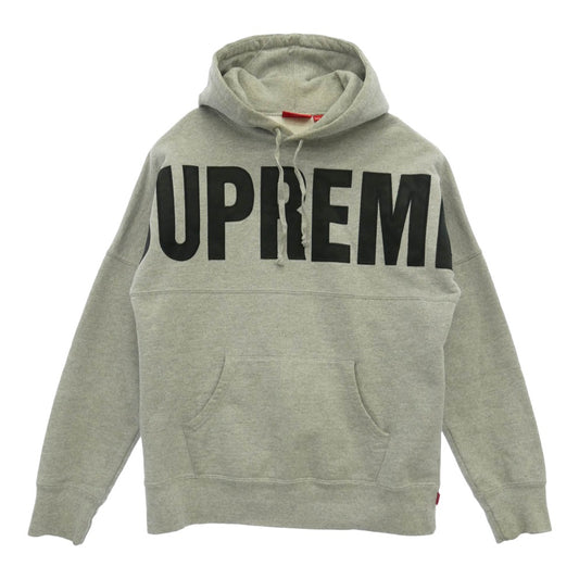 Supreme シュプリーム 14AW Banner Pullover Hoodie バナー プルオーバー フーディー ロゴ パーカー グレー系 M【中古】