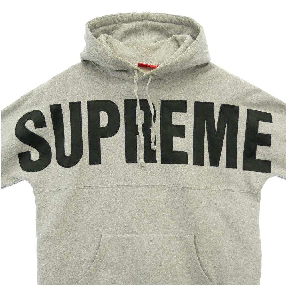Supreme シュプリーム 14AW Banner Pullover Hoodie バナー プルオーバー フーディー ロゴ パーカー グレー系 M【中古】