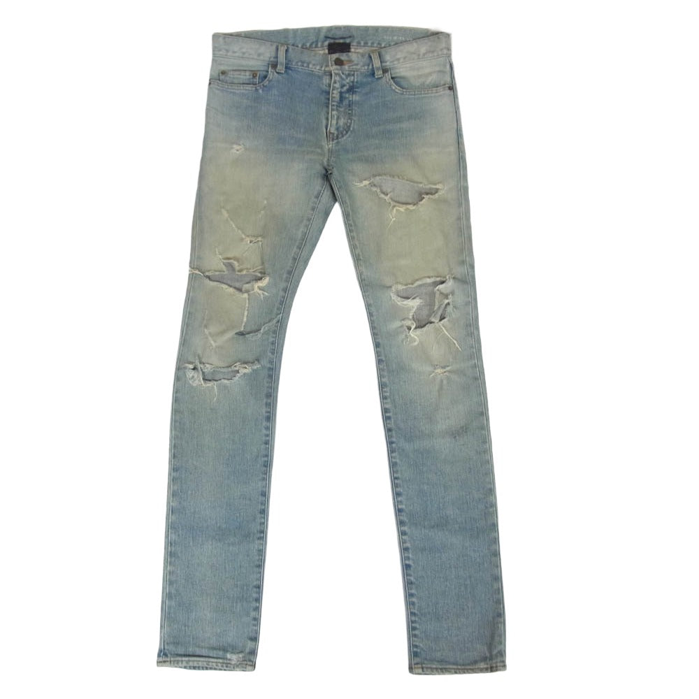 SAINT LAURENT サンローラン 16AW 391659 Y847M エディ期 Destroyed Skinny Jeans デストロイ ダメージ スキニー デニム パンツ インディゴブルー系 31【中古】