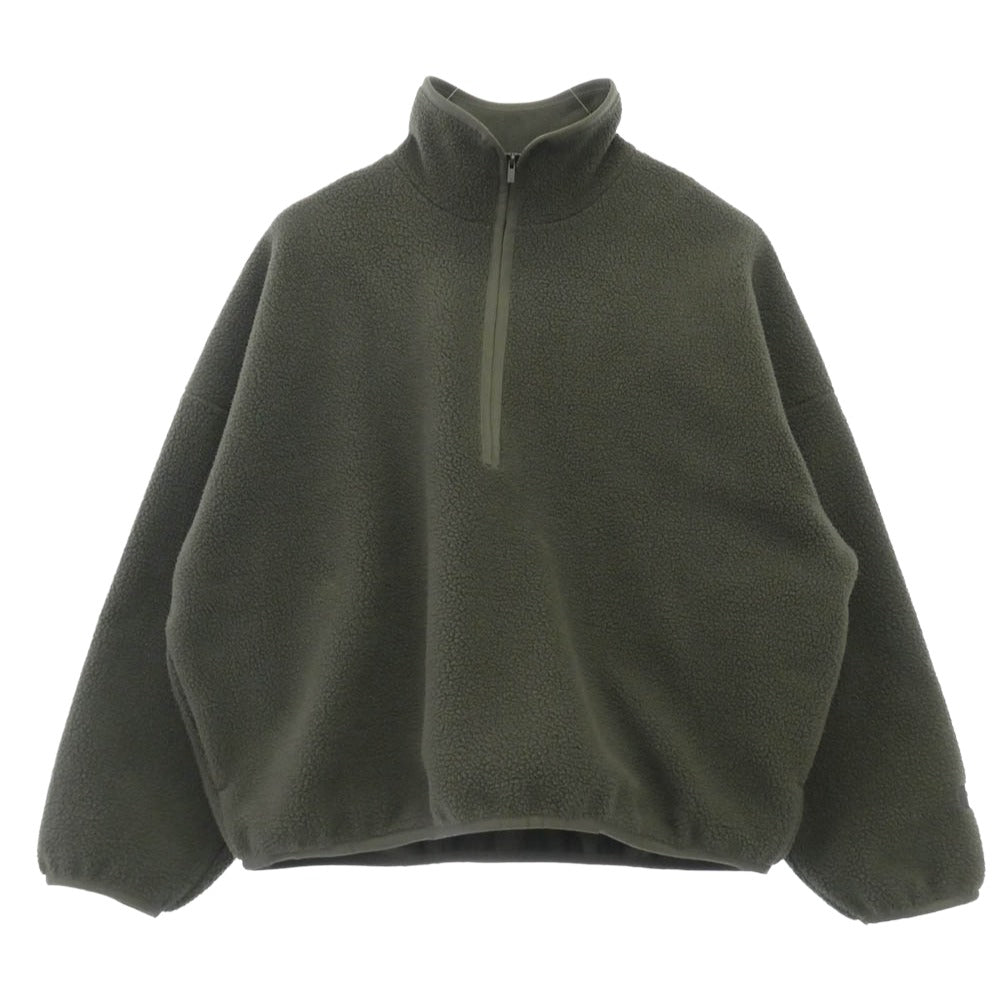 FEAR OF GOD フィアオブゴッド ESSENTIALS エッセンシャルズ プルオーバー ハーフジップ ボア フリース アノラック ジャケット トレーナー カーキ系 M【中古】