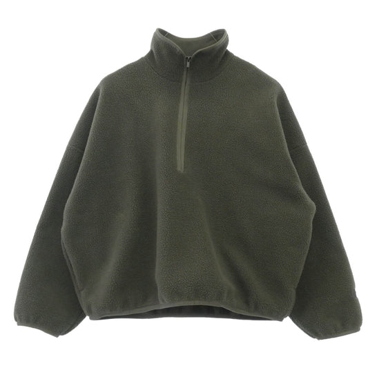 FEAR OF GOD フィアオブゴッド ESSENTIALS エッセンシャルズ プルオーバー ハーフジップ ボア フリース アノラック ジャケット トレーナー カーキ系 M【中古】