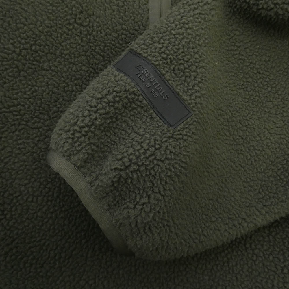 FEAR OF GOD フィアオブゴッド ESSENTIALS エッセンシャルズ プルオーバー ハーフジップ ボア フリース アノラック ジャケット トレーナー カーキ系 M【中古】