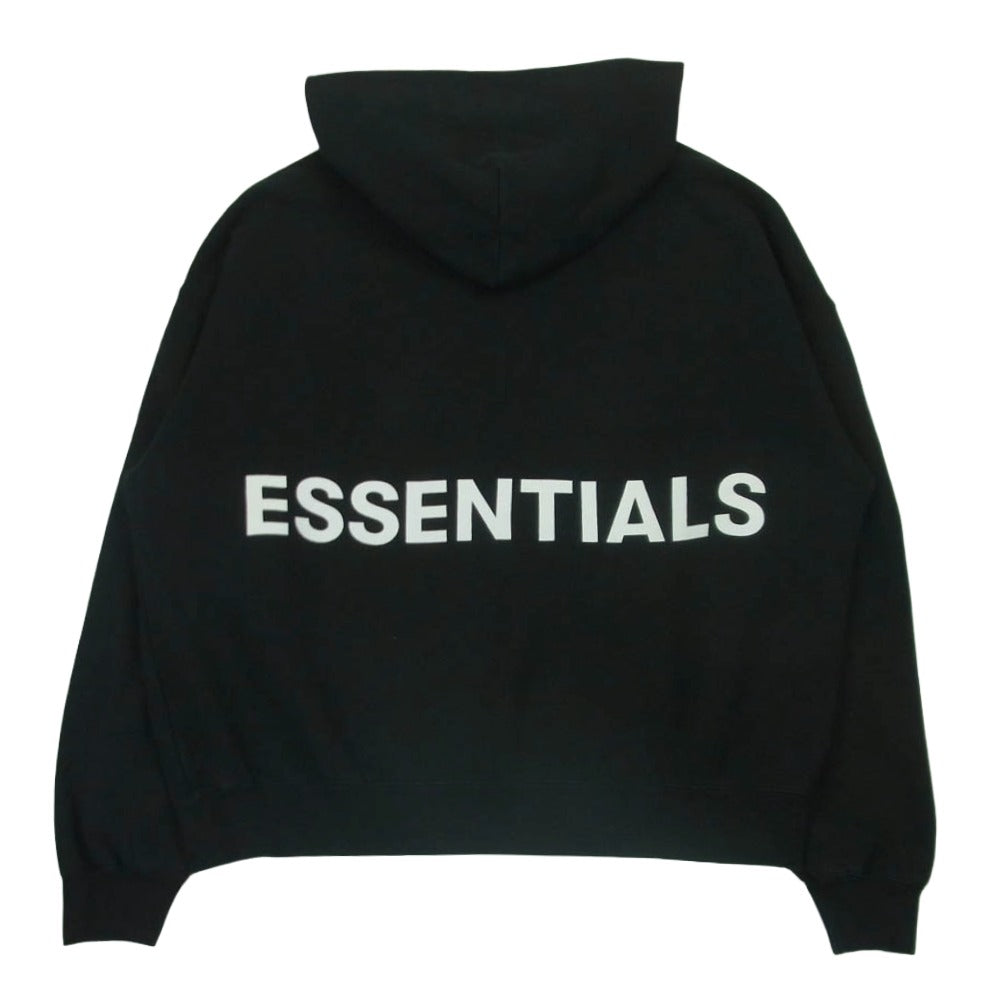 FEAR OF GOD フィアオブゴッド ESSENTIALS エッセンシャルズ バックロゴ フーディー パーカー ブラック系 M【中古】