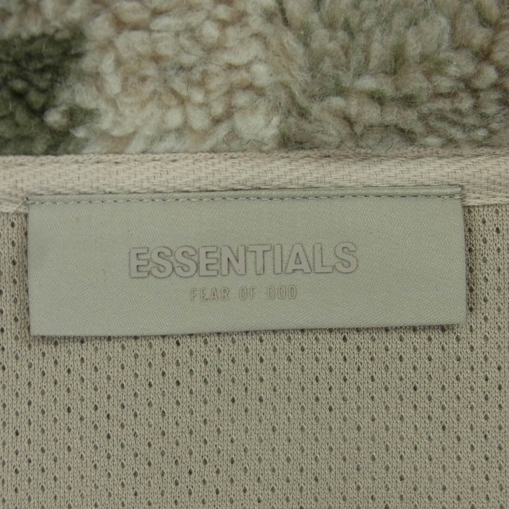 FEAR OF GOD フィアオブゴッド ESSENTIALS エッセンシャルズ ボア フリース カモフラ ハーフジップ アノラック フーディー パーカー ベージュ系 グリーン系 L【中古】