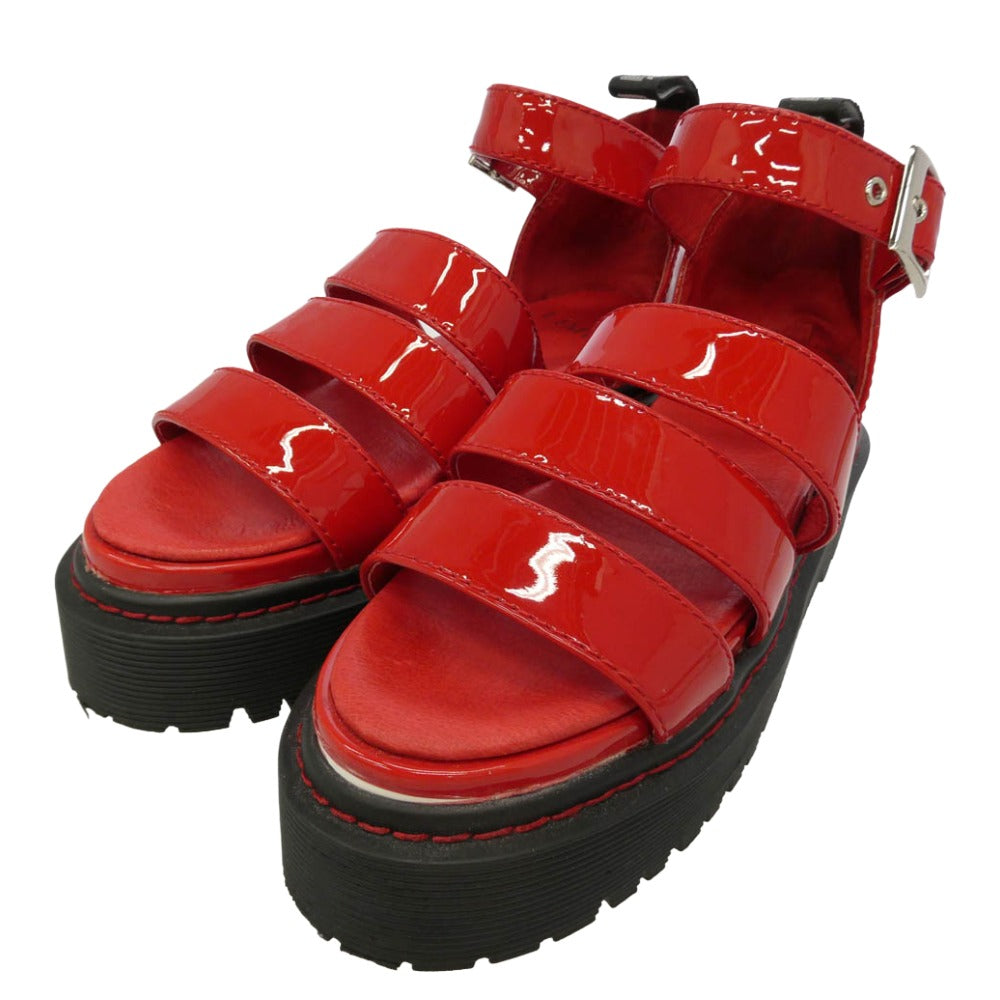 リミフウ 厚底 ストラップ エナメル サンダル レッド系 4【中古】