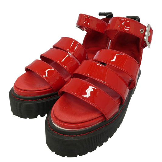 リミフウ 厚底 ストラップ エナメル サンダル レッド系 4【中古】