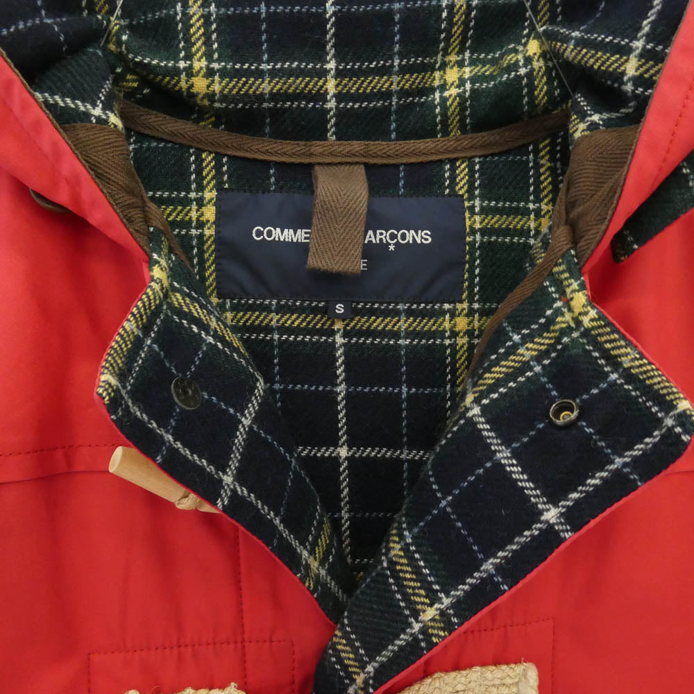 COMME des GARCONS HOMME コムデギャルソンオム HL-C002 AD2013 裏地 ウールチェック ダッフル コート レッド系 S【中古】