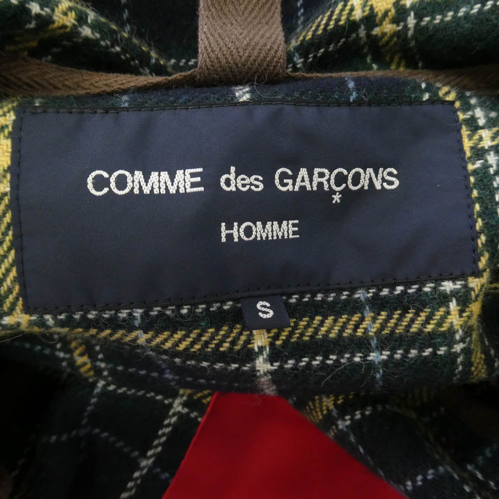 COMME des GARCONS HOMME コムデギャルソンオム HL-C002 AD2013 裏地 ウールチェック ダッフル コート レッド系 S【中古】