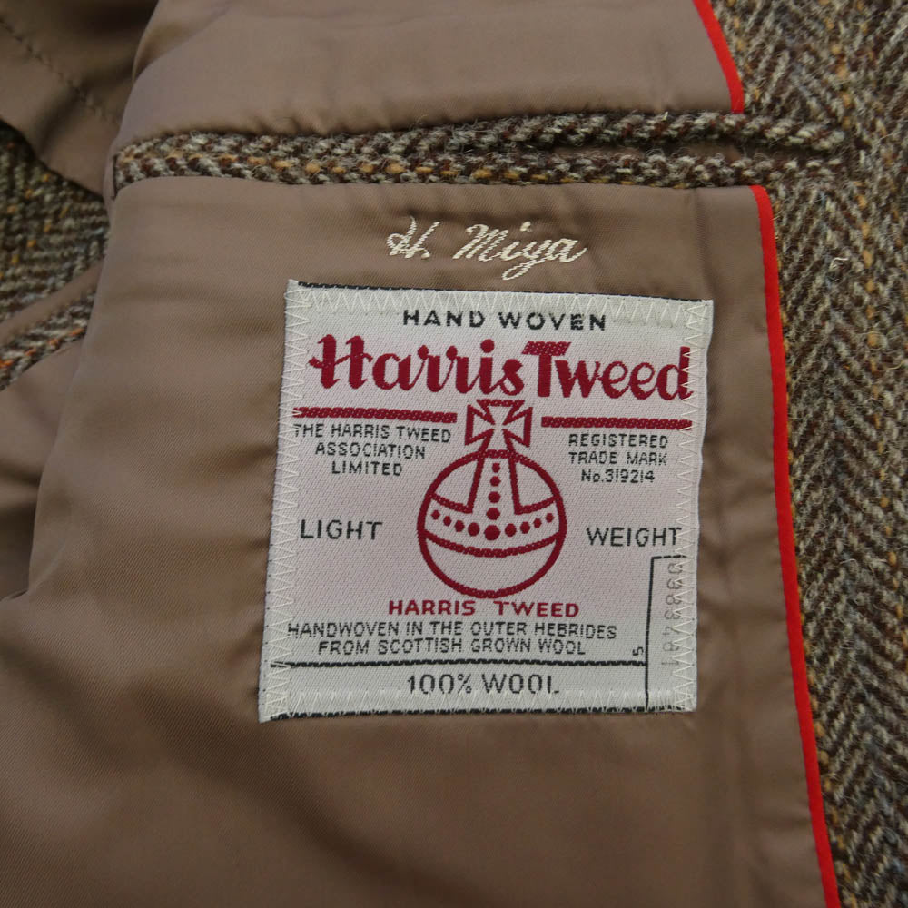 ジェイプレス PWJ-BROV-LA-0417 90s Harris Tweed ハリスツイード チェック柄 ウール テーラードジャケット 3 ブラウン系 X3【中古】