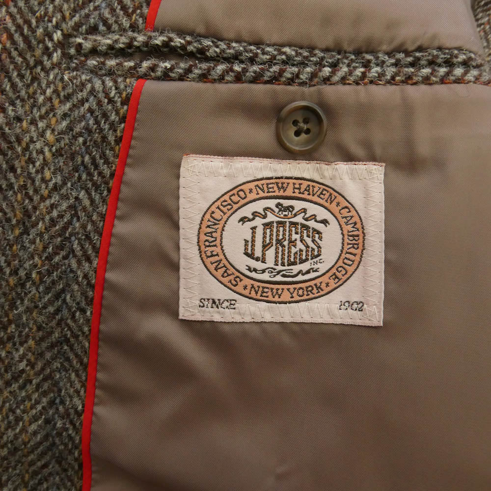 ジェイプレス PWJ-BROV-LA-0417 90s Harris Tweed ハリスツイード チェック柄 ウール テーラードジャケット 3 ブラウン系 X3【中古】