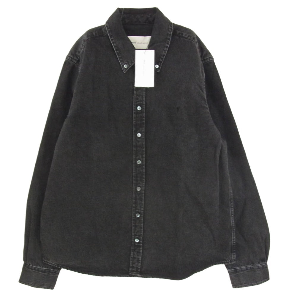 AMI PARIS アミパリス 26SS USH785 DE0125 de Coeur ブラックライトデニム ボタンダウン シャツ ジャケット ブラック系 L【極上美品】【中古】