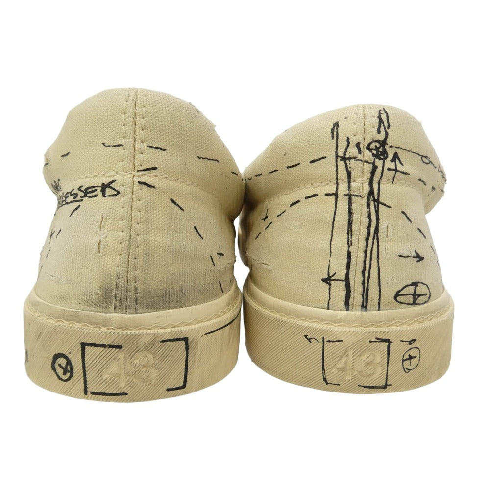 BALENCIAGA バレンシアガ 710297 Graffiti Distressed Slip-On Sneakers ヴィンテージ加工 グラフィティ ディストレスド スリッポン ローカット シューズ オフホワイト系 43【中古】