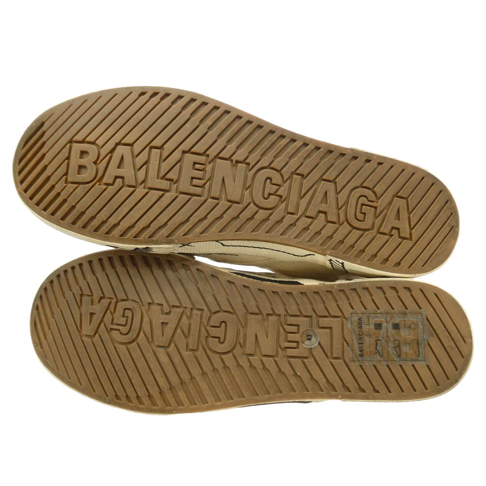 BALENCIAGA バレンシアガ 710297 Graffiti Distressed Slip-On Sneakers ヴィンテージ加工 グラフィティ ディストレスド スリッポン ローカット シューズ オフホワイト系 43【中古】