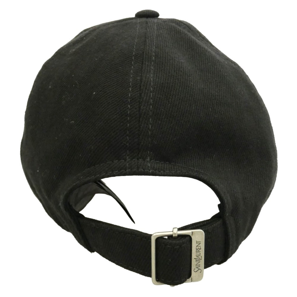 SAINT LAURENT サンローラン 864608 3YT51 Logo Hat ロゴステッチ ベースボール キャップ 帽子 ブラック系 59【中古】