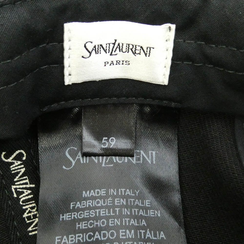 SAINT LAURENT サンローラン 864608 3YT51 Logo Hat ロゴステッチ ベースボール キャップ 帽子 ブラック系 59【中古】