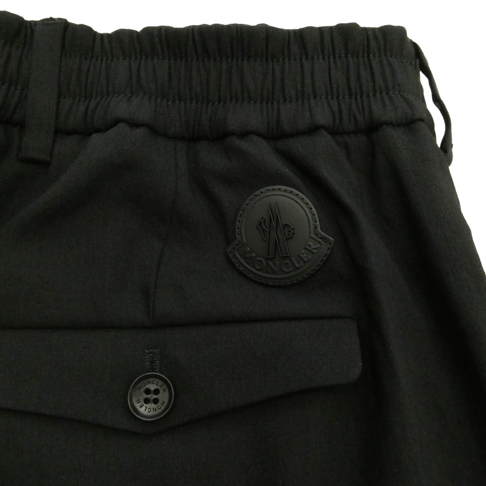 MONCLER モンクレール L10912A00020 PANTALONE SPORTIVO テクニカルリネンブレンド素材 パンタローネ スポルティーボ パンタロン イージー スラックスパンツ ブラック系 44【中古】