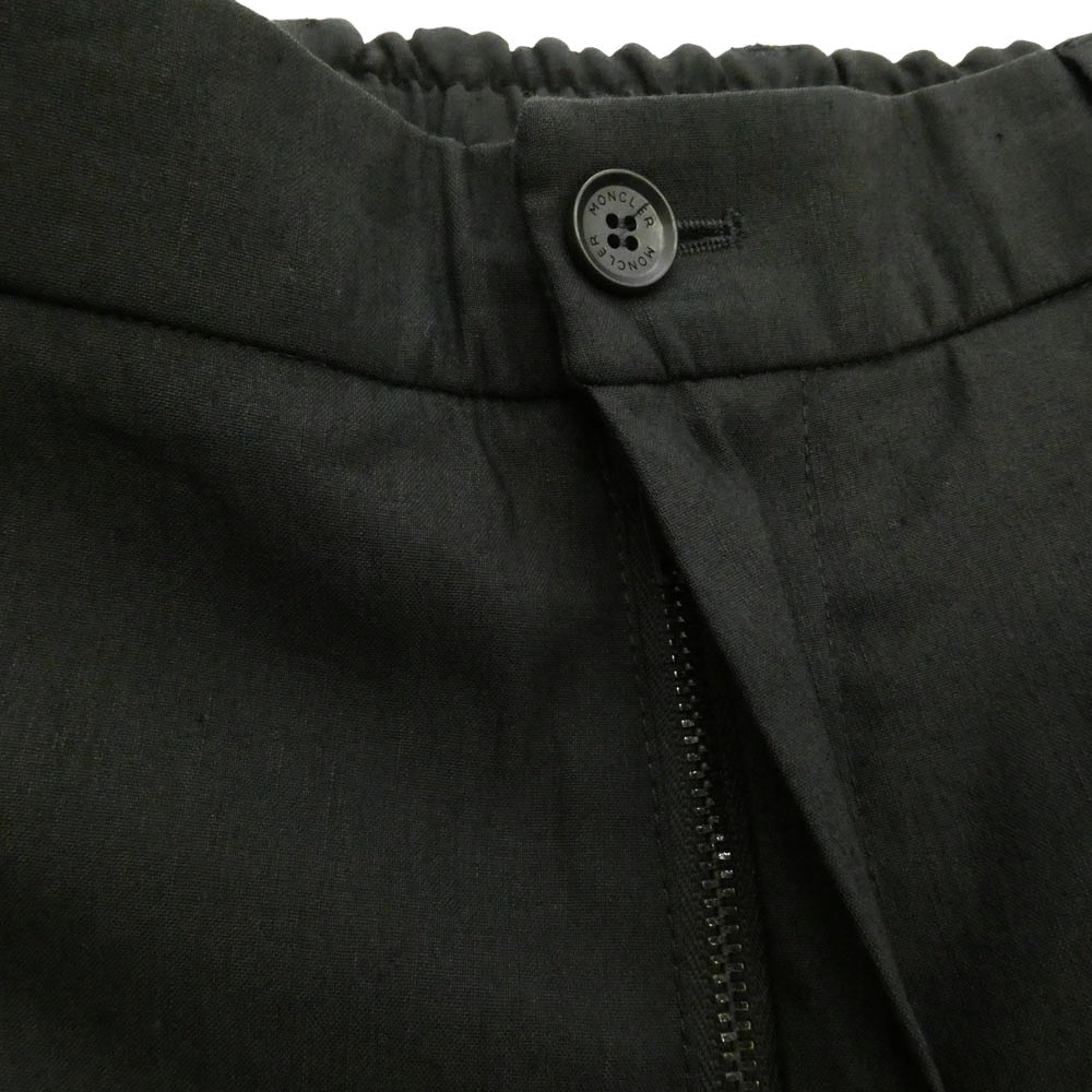 MONCLER モンクレール L10912A00020 PANTALONE SPORTIVO テクニカルリネンブレンド素材 パンタローネ スポルティーボ パンタロン イージー スラックスパンツ ブラック系 44【中古】